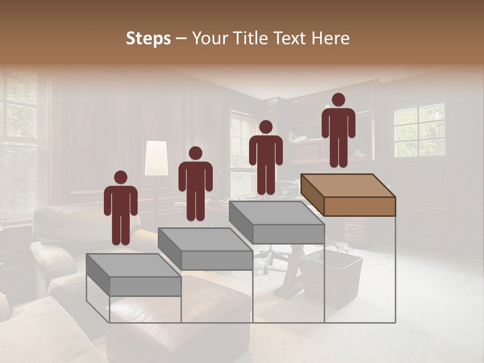 A Home Office With A Leather Chair And A Desk PowerPoint Template