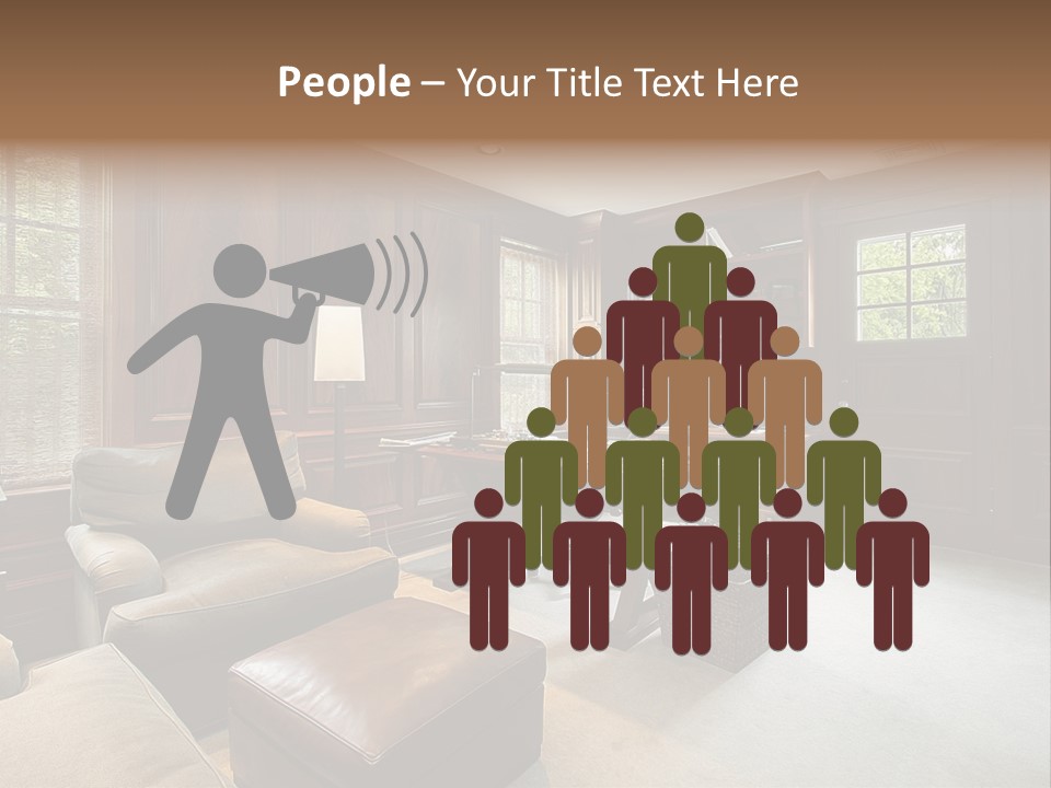 A Home Office With A Leather Chair And A Desk PowerPoint Template