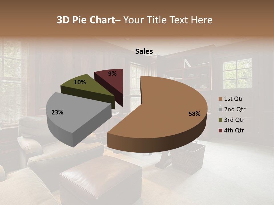 A Home Office With A Leather Chair And A Desk PowerPoint Template