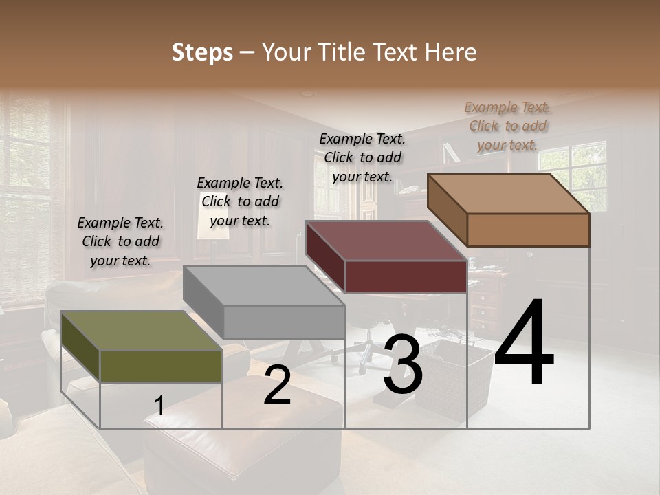 A Home Office With A Leather Chair And A Desk PowerPoint Template
