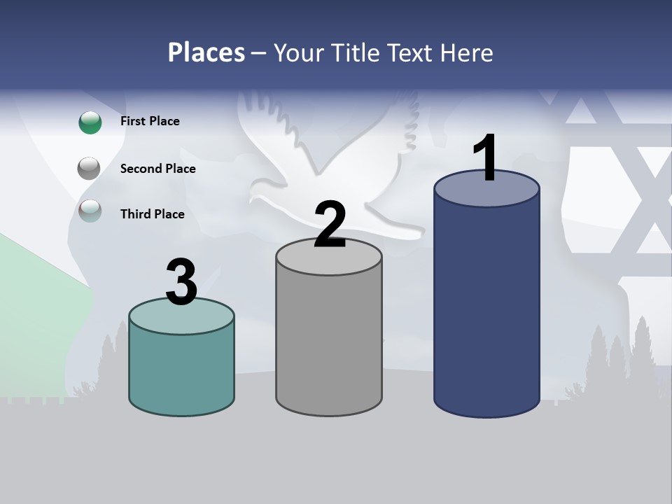 A Dove Flying Over A Building With A Flag Of Israel In The Background PowerPoint Template