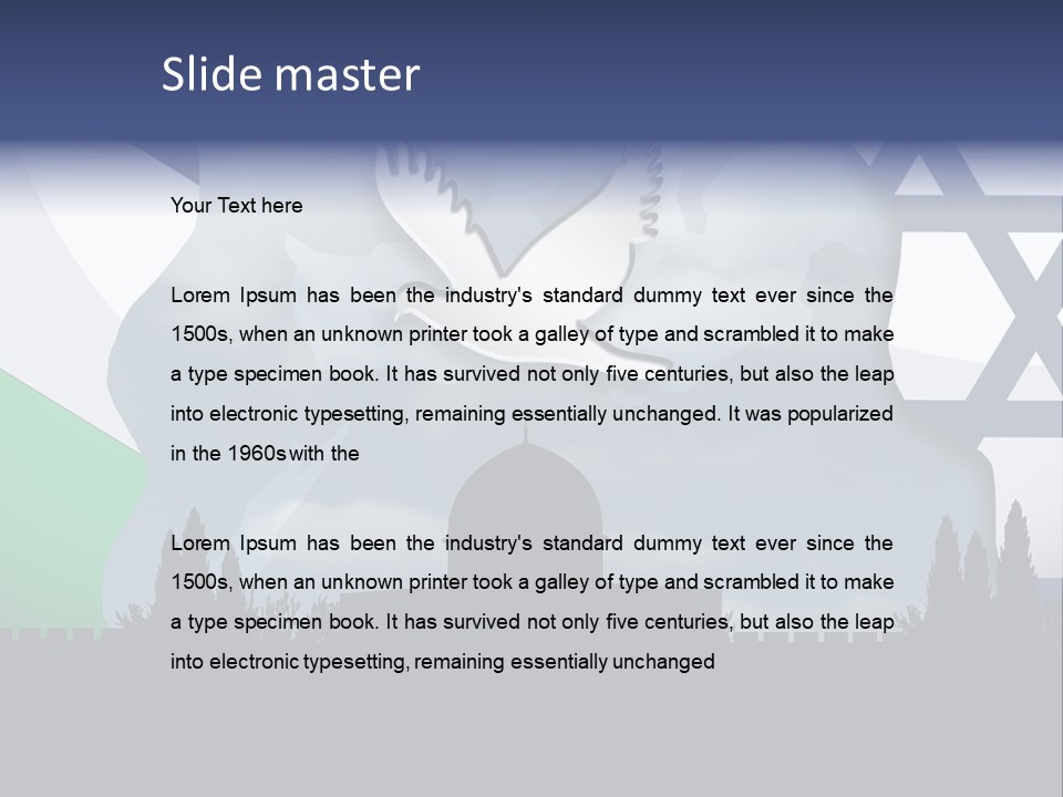 A Dove Flying Over A Building With A Flag Of Israel In The Background PowerPoint Template