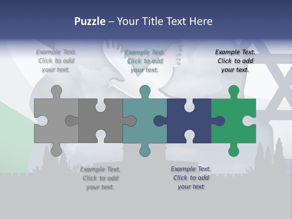 A Dove Flying Over A Building With A Flag Of Israel In The Background PowerPoint Template