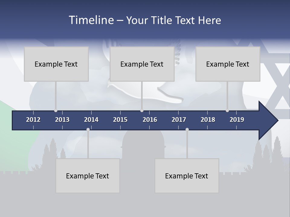 A Dove Flying Over A Building With A Flag Of Israel In The Background PowerPoint Template