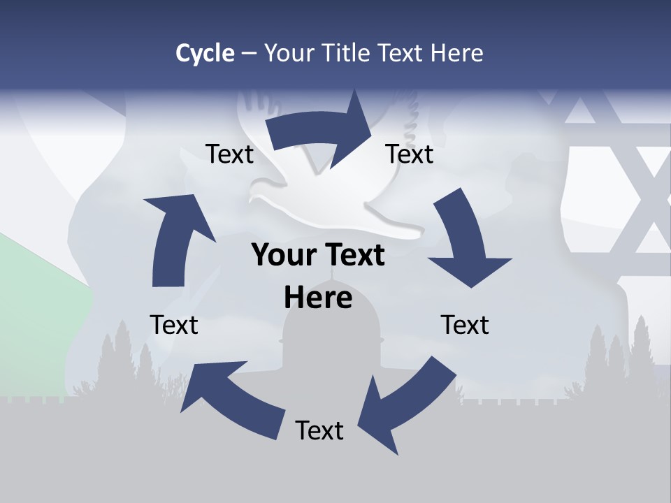A Dove Flying Over A Building With A Flag Of Israel In The Background PowerPoint Template