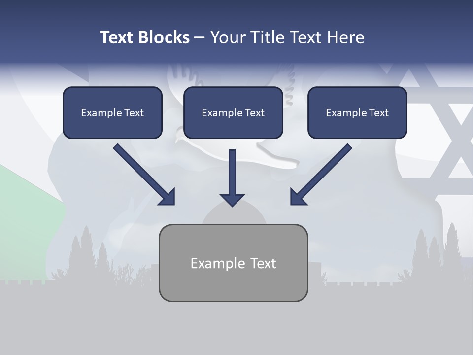A Dove Flying Over A Building With A Flag Of Israel In The Background PowerPoint Template