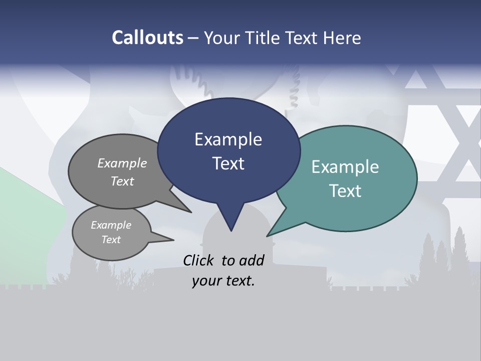 A Dove Flying Over A Building With A Flag Of Israel In The Background PowerPoint Template