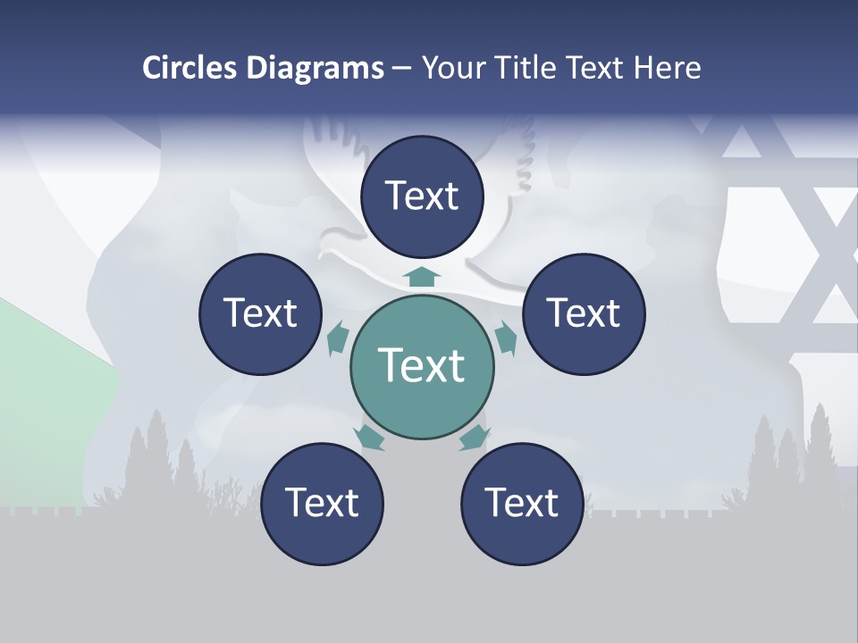 A Dove Flying Over A Building With A Flag Of Israel In The Background PowerPoint Template