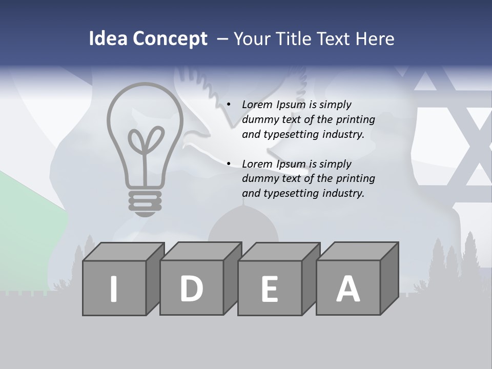 A Dove Flying Over A Building With A Flag Of Israel In The Background PowerPoint Template