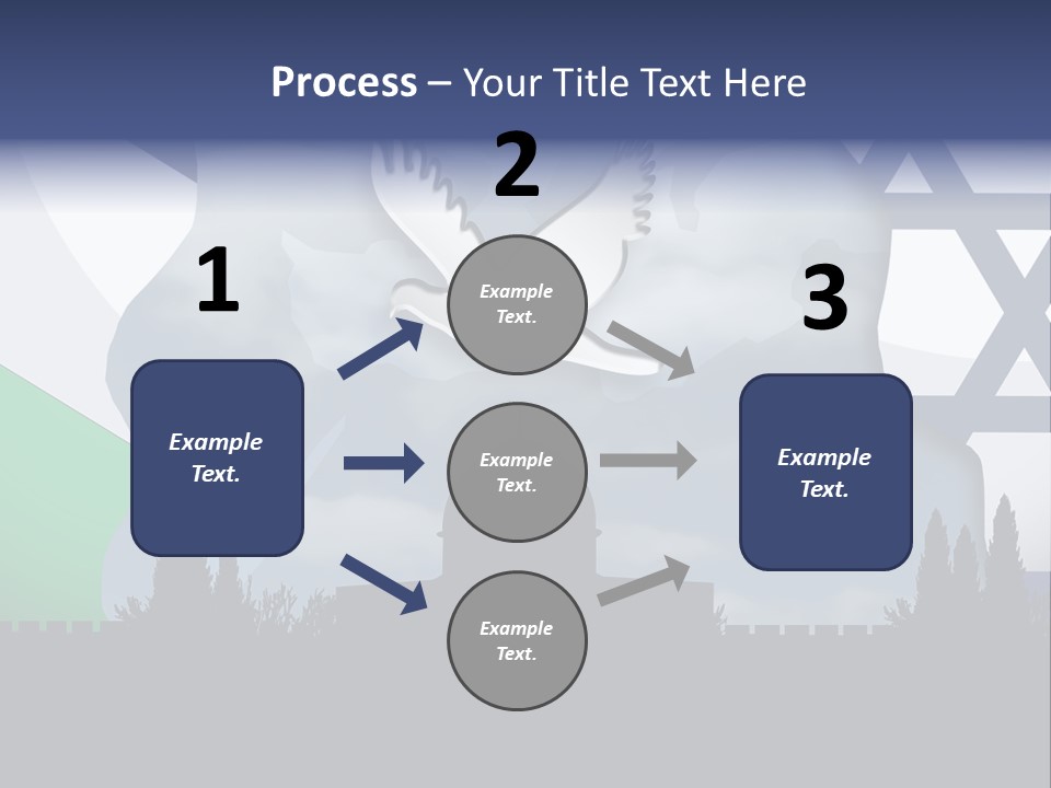 A Dove Flying Over A Building With A Flag Of Israel In The Background PowerPoint Template