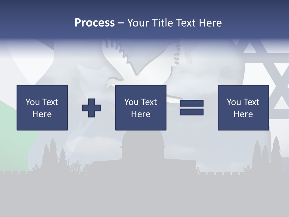 A Dove Flying Over A Building With A Flag Of Israel In The Background PowerPoint Template