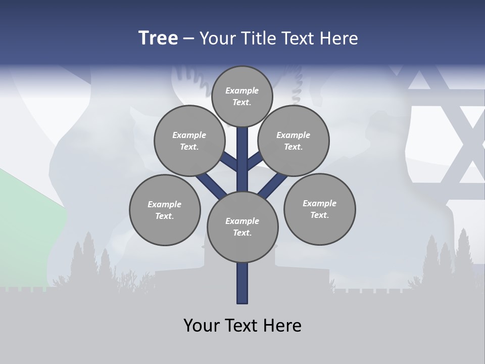 A Dove Flying Over A Building With A Flag Of Israel In The Background PowerPoint Template