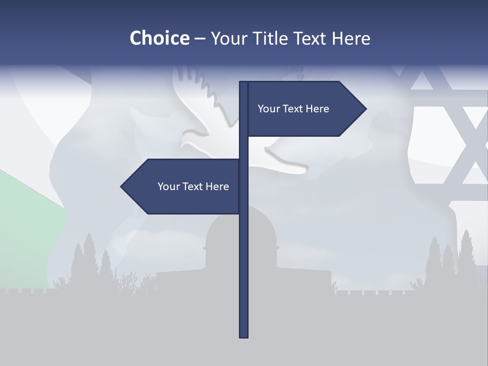 A Dove Flying Over A Building With A Flag Of Israel In The Background PowerPoint Template