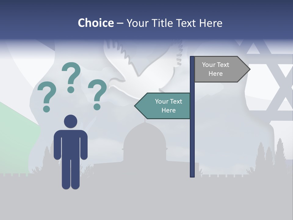 A Dove Flying Over A Building With A Flag Of Israel In The Background PowerPoint Template