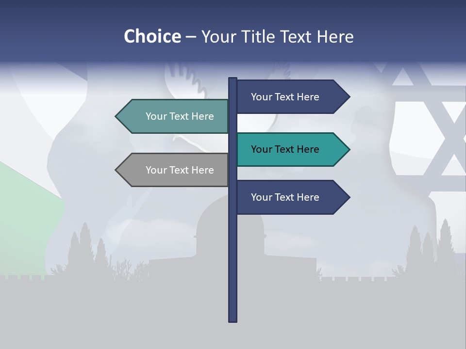 A Dove Flying Over A Building With A Flag Of Israel In The Background PowerPoint Template