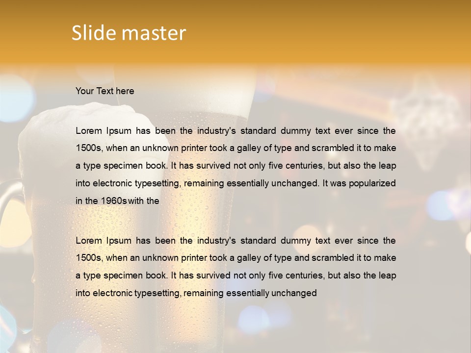 Pub Interior View Through Window With Reflection Of Street Lights PowerPoint Template