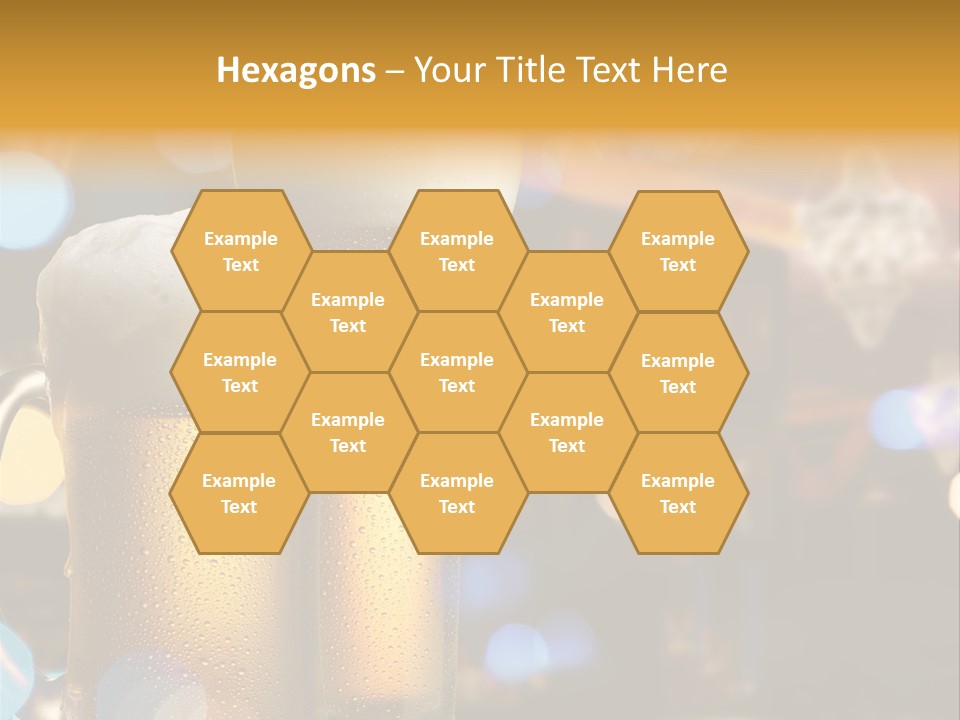 Pub Interior View Through Window With Reflection Of Street Lights PowerPoint Template