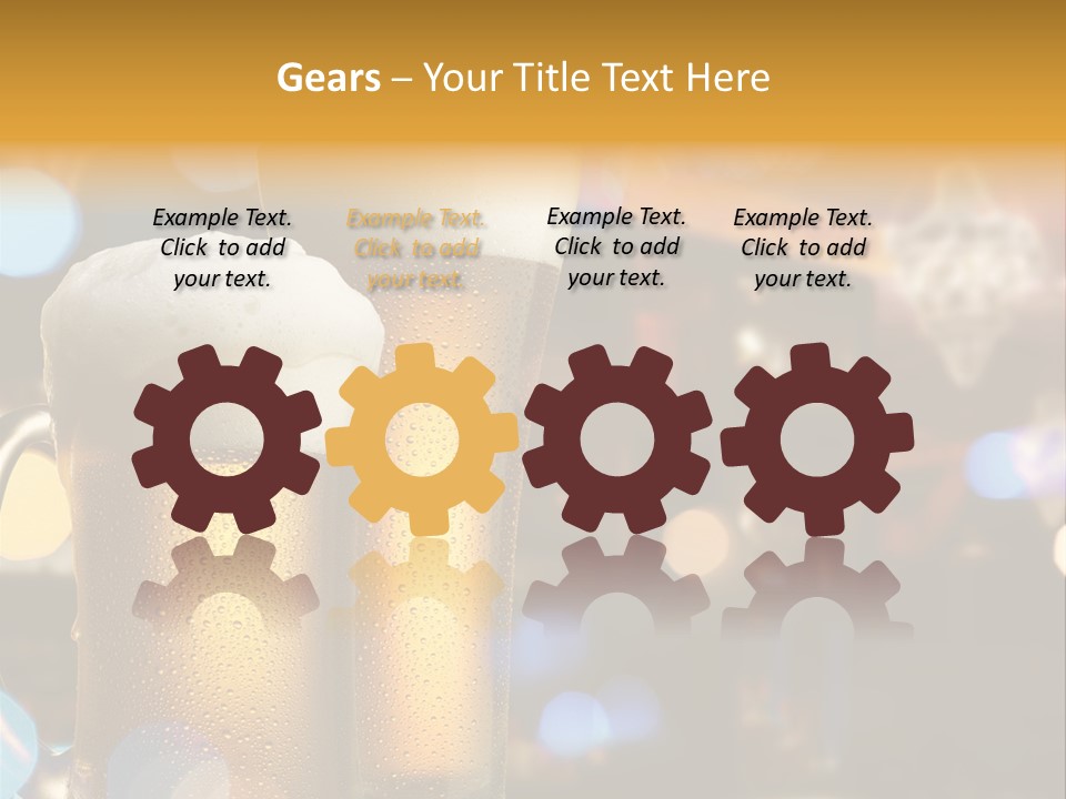 Pub Interior View Through Window With Reflection Of Street Lights PowerPoint Template