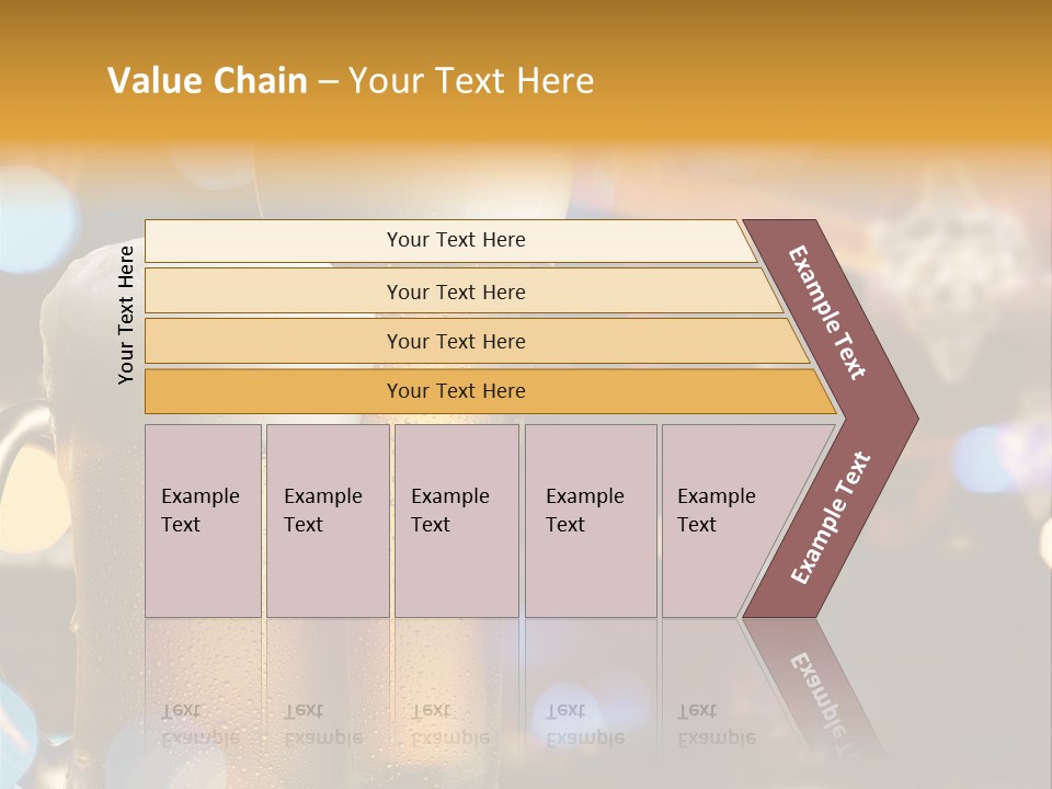 Pub Interior View Through Window With Reflection Of Street Lights PowerPoint Template