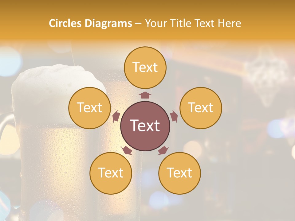 Pub Interior View Through Window With Reflection Of Street Lights PowerPoint Template