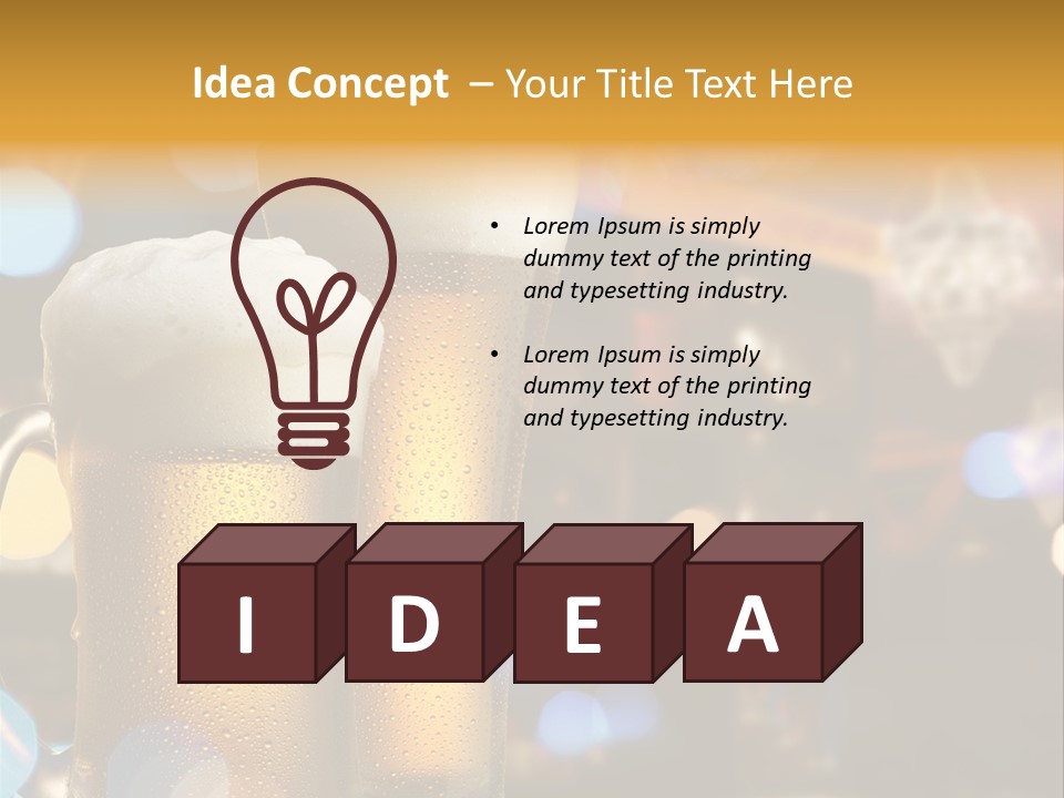 Pub Interior View Through Window With Reflection Of Street Lights PowerPoint Template