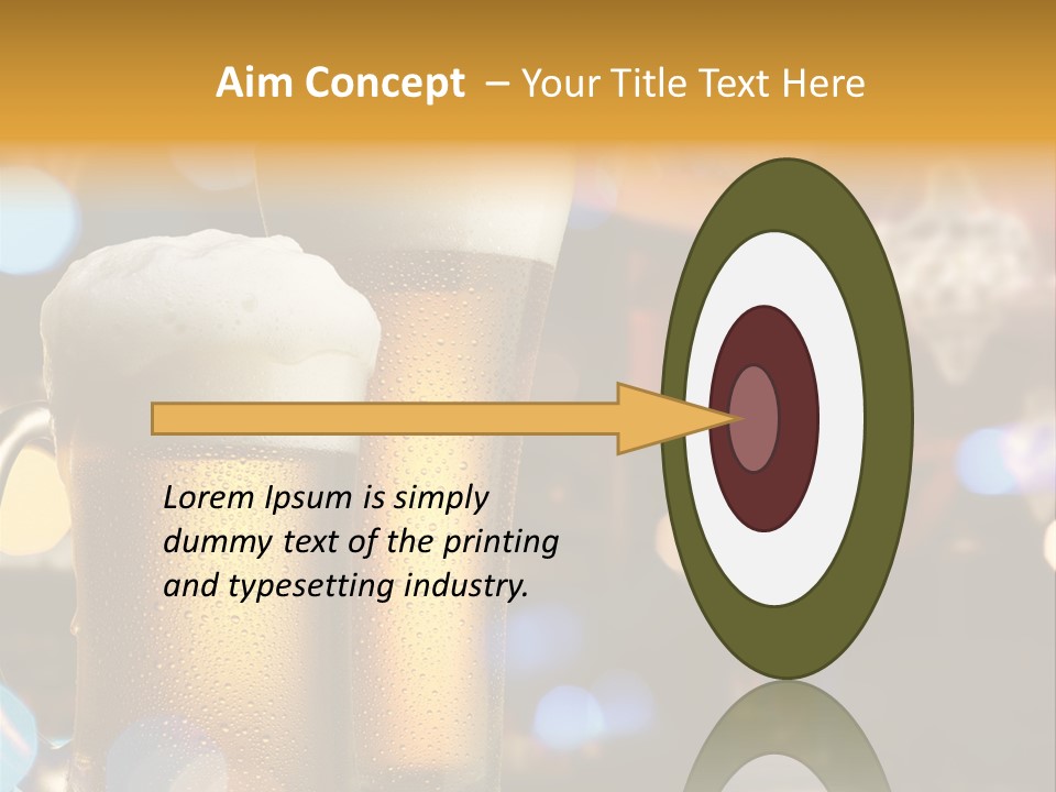 Pub Interior View Through Window With Reflection Of Street Lights PowerPoint Template