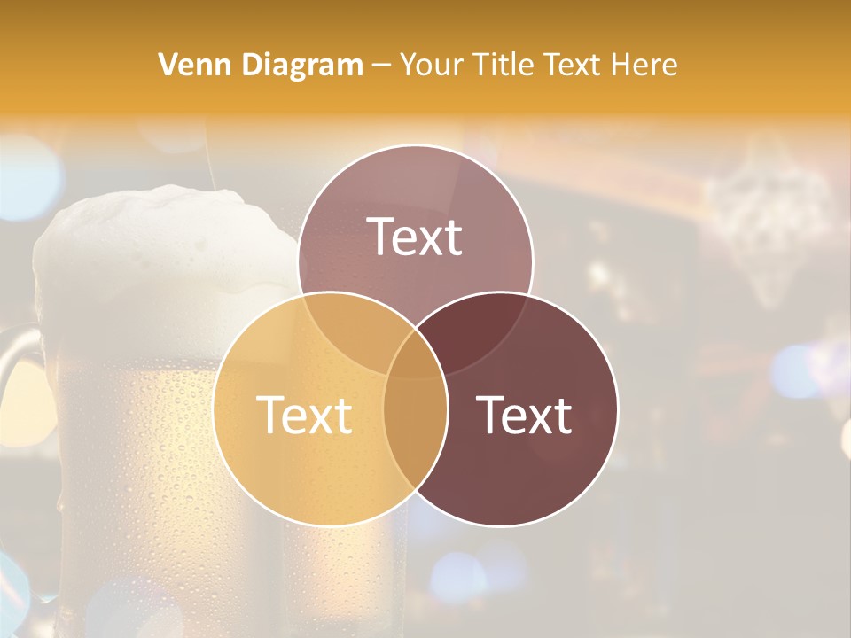 Pub Interior View Through Window With Reflection Of Street Lights PowerPoint Template