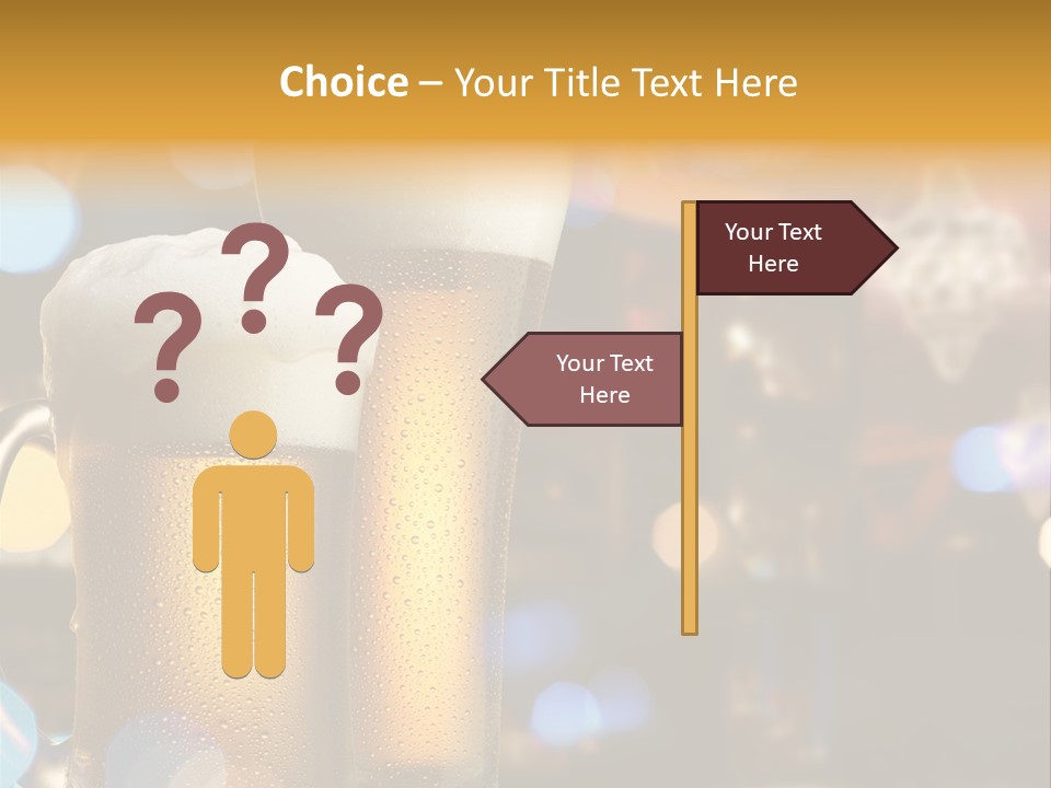 Pub Interior View Through Window With Reflection Of Street Lights PowerPoint Template