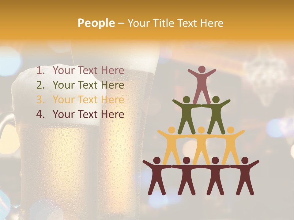 Pub Interior View Through Window With Reflection Of Street Lights PowerPoint Template