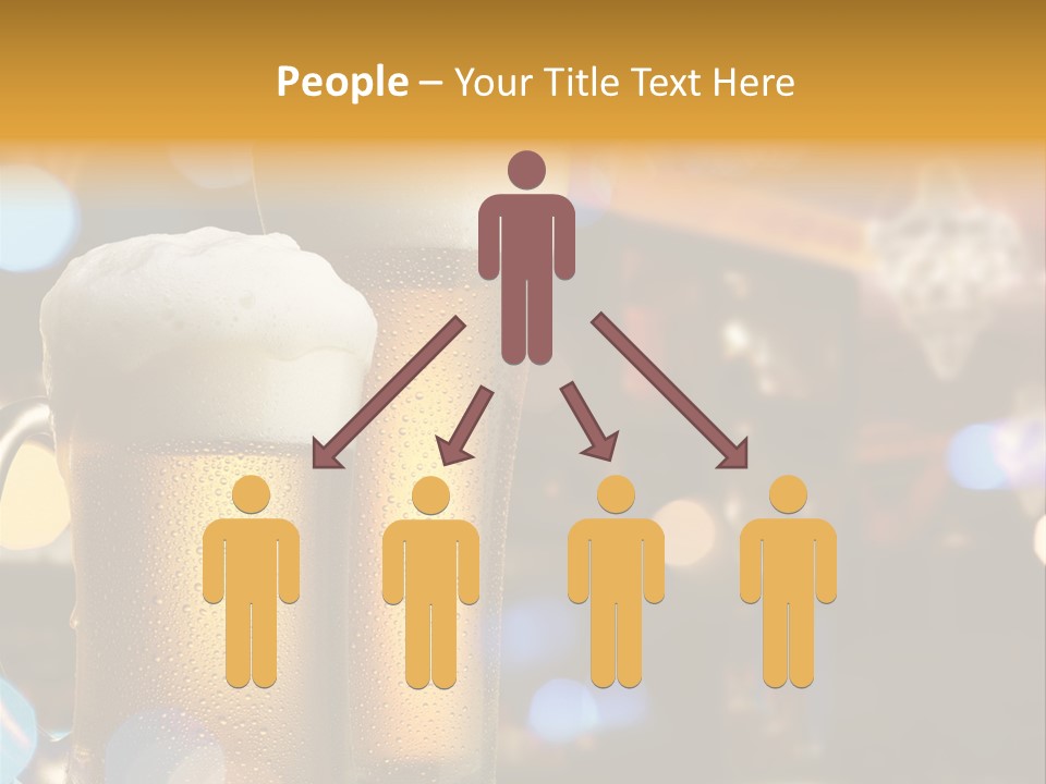 Pub Interior View Through Window With Reflection Of Street Lights PowerPoint Template