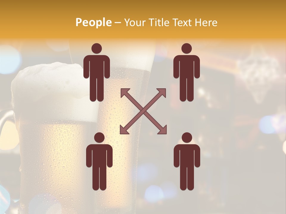 Pub Interior View Through Window With Reflection Of Street Lights PowerPoint Template