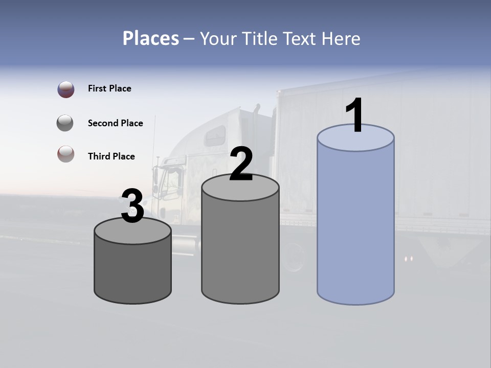 Sunrise Drive - Semi-Truck On The Road. PowerPoint Template