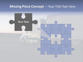 Sunrise Drive - Semi-Truck On The Road. PowerPoint Template