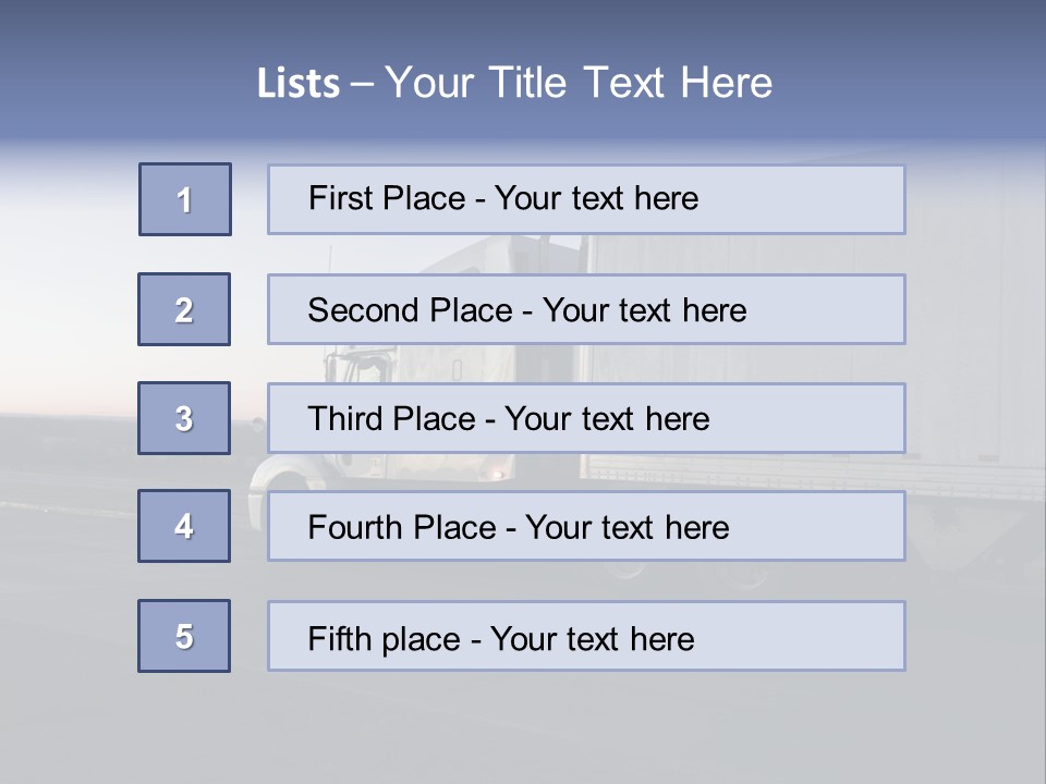 Sunrise Drive - Semi-Truck On The Road. PowerPoint Template
