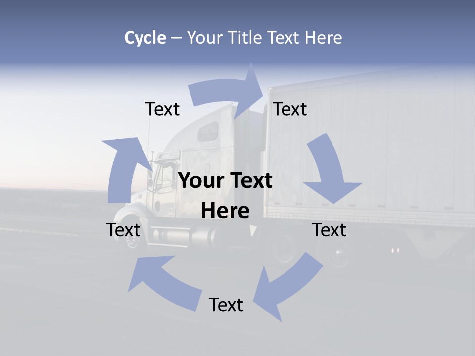 Sunrise Drive - Semi-Truck On The Road. PowerPoint Template