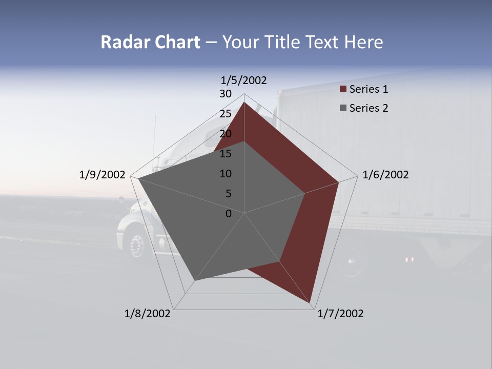 Sunrise Drive - Semi-Truck On The Road. PowerPoint Template