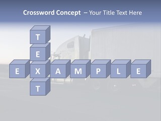 Sunrise Drive - Semi-Truck On The Road. PowerPoint Template