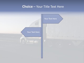 Sunrise Drive - Semi-Truck On The Road. PowerPoint Template