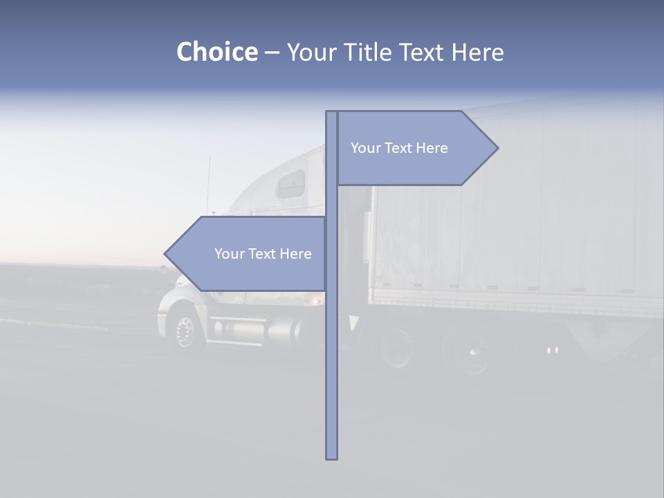 Sunrise Drive - Semi-Truck On The Road. PowerPoint Template