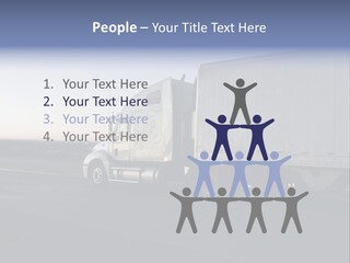 Sunrise Drive - Semi-Truck On The Road. PowerPoint Template