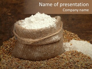 Grain, Flour And A Small Bag PowerPoint Template