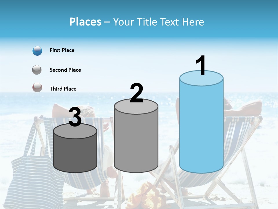 Two People Sitting In Beach Chairs On The Beach PowerPoint Template