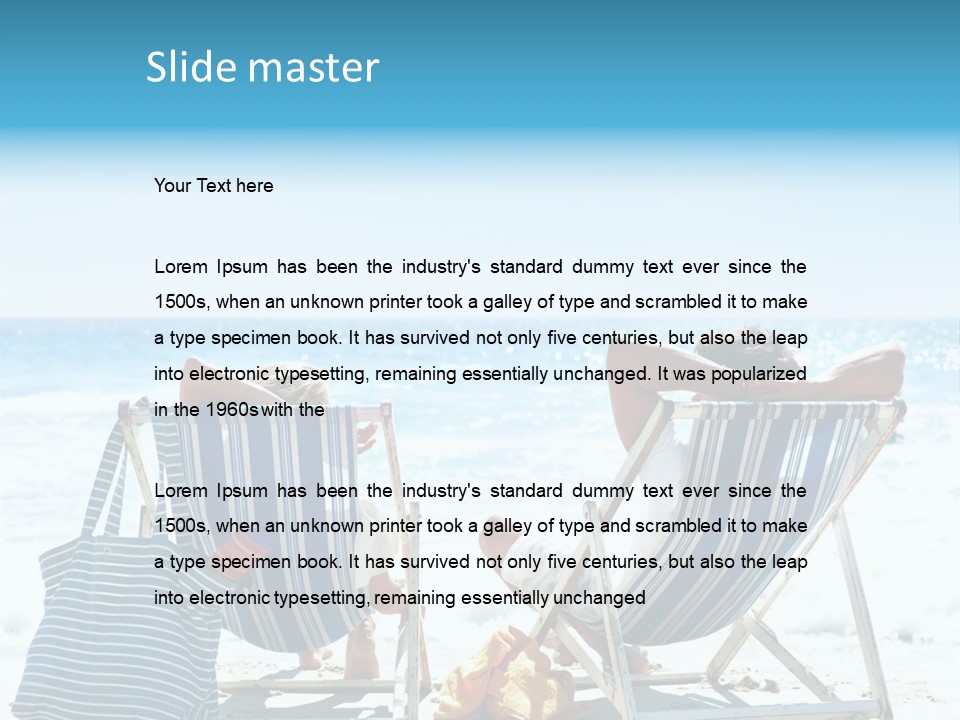 Two People Sitting In Beach Chairs On The Beach PowerPoint Template