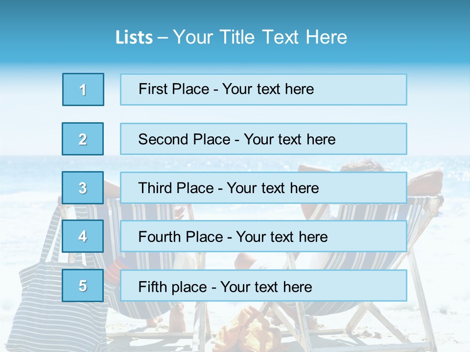 Two People Sitting In Beach Chairs On The Beach PowerPoint Template