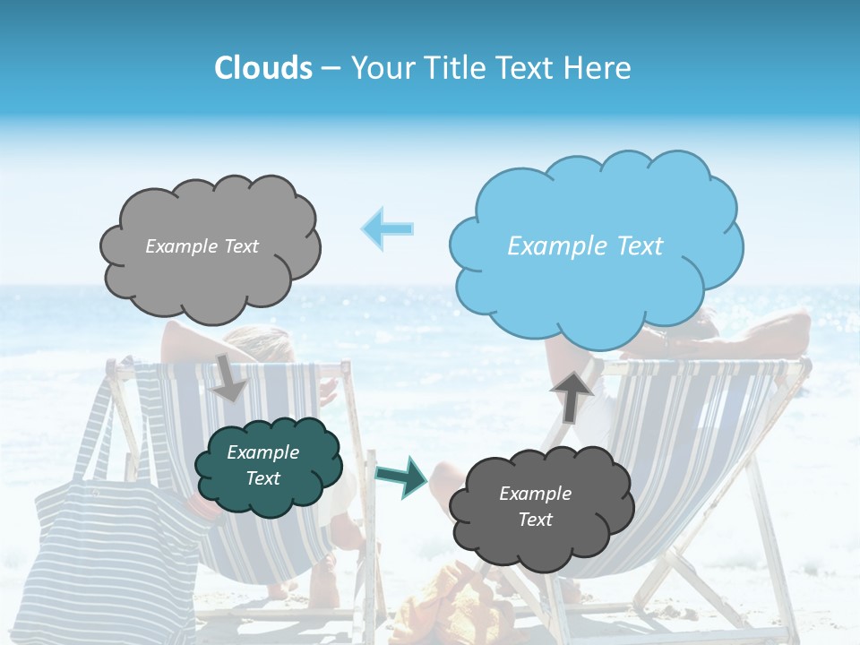 Two People Sitting In Beach Chairs On The Beach PowerPoint Template