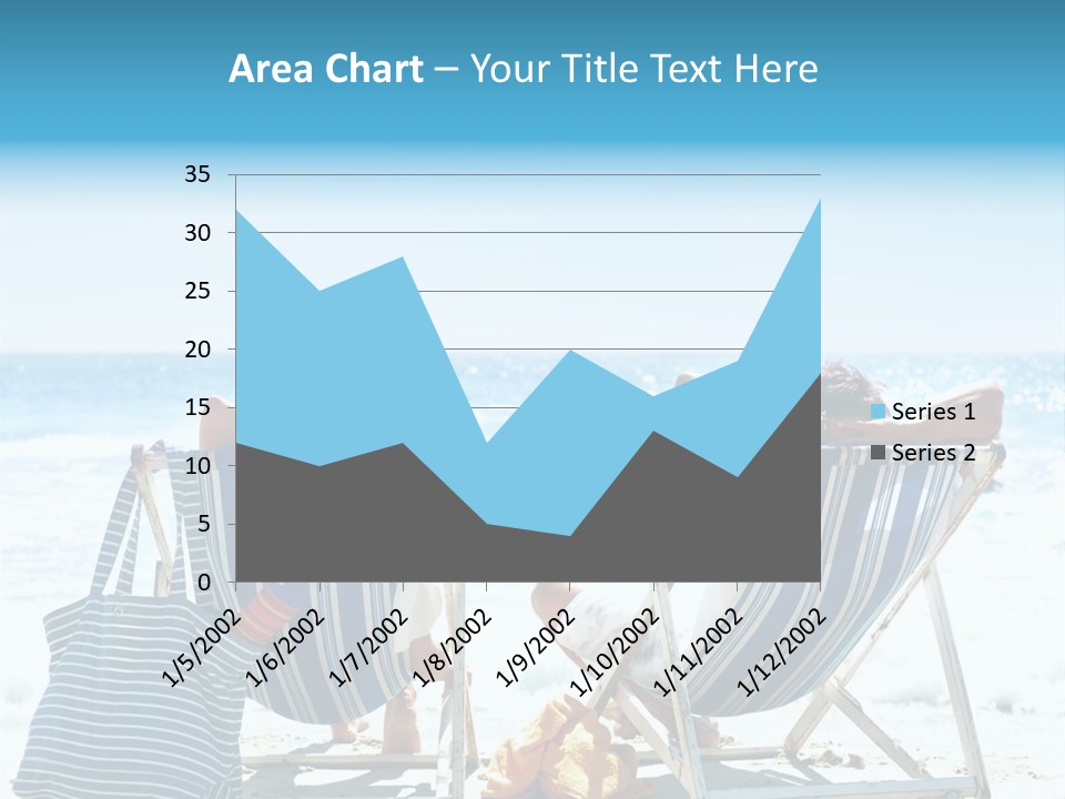 Two People Sitting In Beach Chairs On The Beach PowerPoint Template