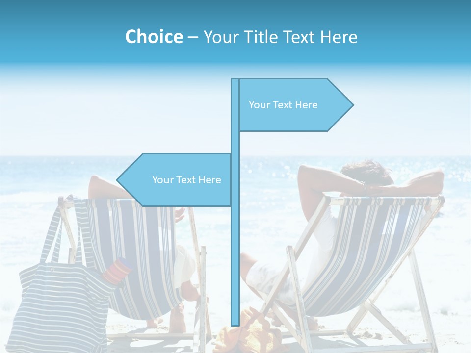 Two People Sitting In Beach Chairs On The Beach PowerPoint Template