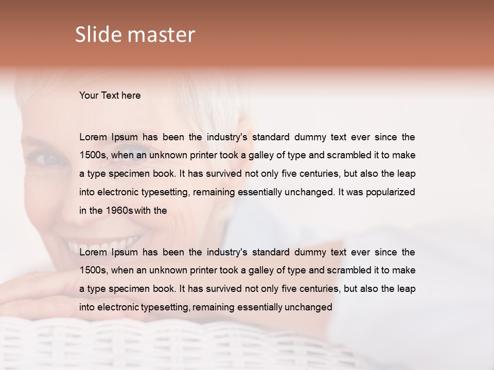 An Elderly Woman Smiling With Her Arms On Her Chest PowerPoint Template