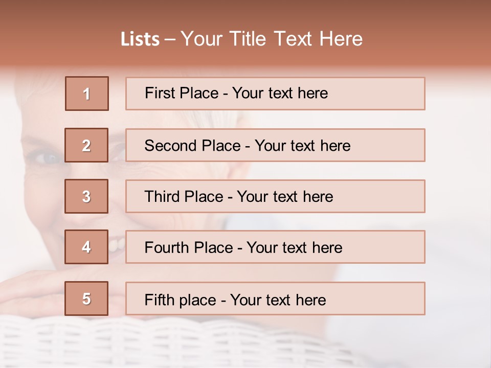 An Elderly Woman Smiling With Her Arms On Her Chest PowerPoint Template