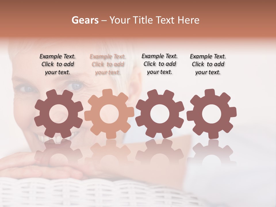 An Elderly Woman Smiling With Her Arms On Her Chest PowerPoint Template